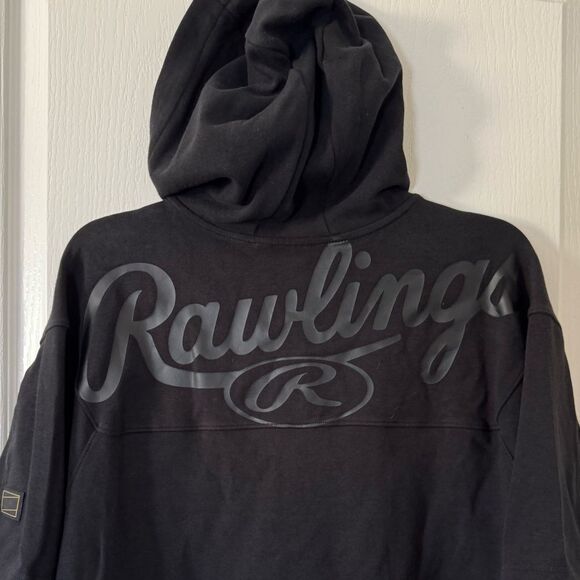 Rawlings Men’s Gold Collection 1/4 Zip Short Sleeve Hooded Jacket Black Large - Picture 5 of 7